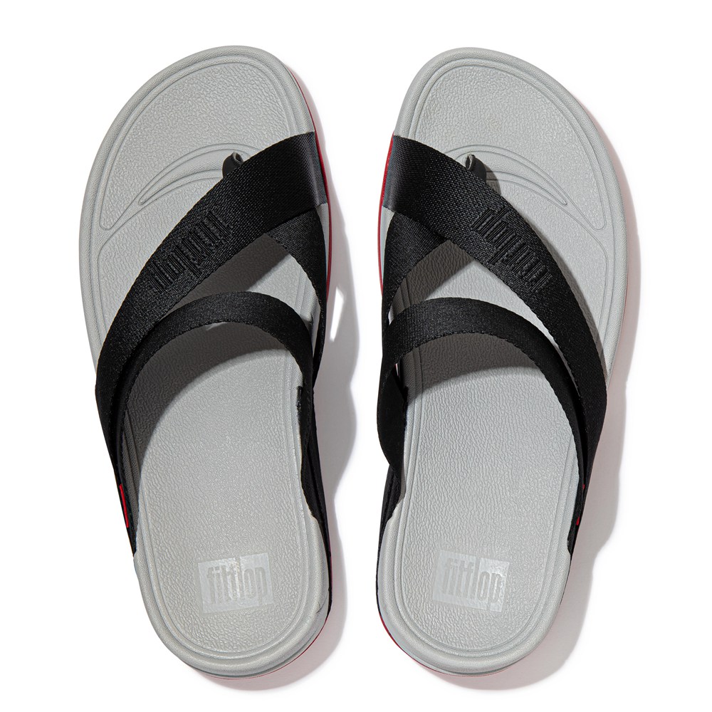 Fitflop Man Sandals Black/Grey - Sling Woven-logo Toe-post - LY3109726